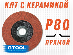фото Круг лепестковый торцевой GTOOL TOP PLUS, прямой, зерно Р80, уп-ка 10шт